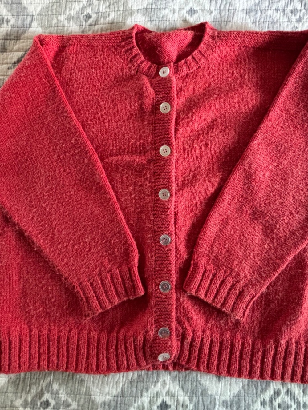 Women's Hand Knit Wool Cardigan BEAUTIFUL SUNSET CORAL COLOR Snuggly & Large